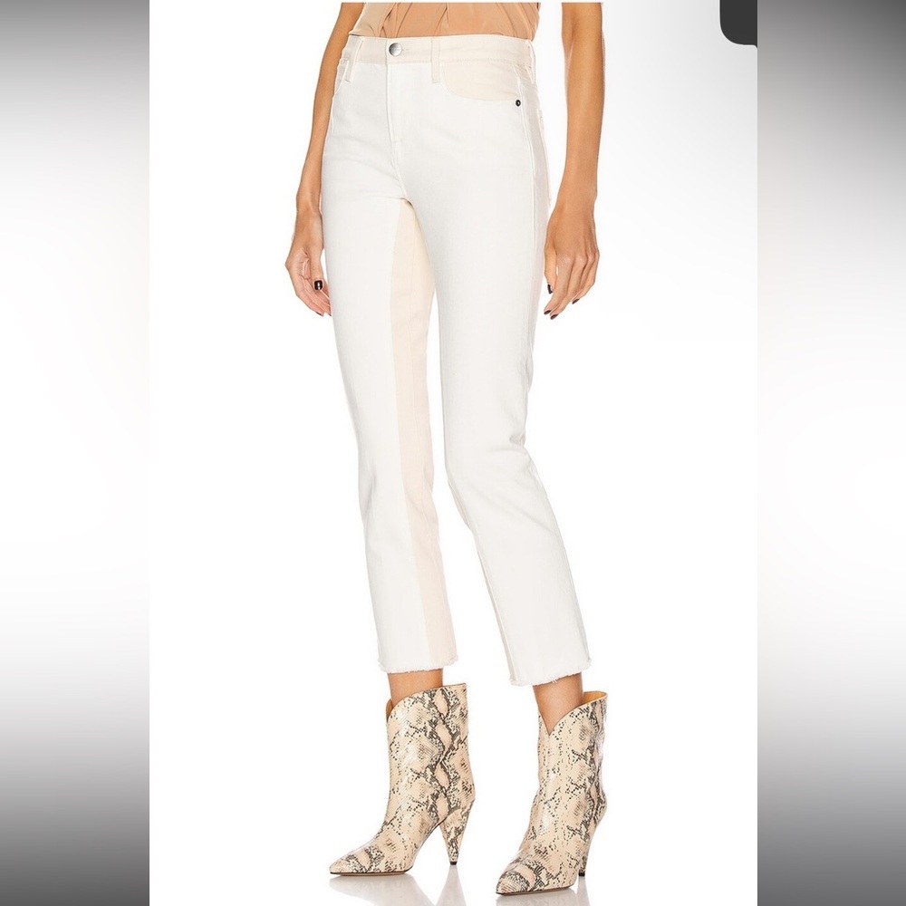Frame Le High Straight Spring Mix Jeans Two tone cream and white jeans